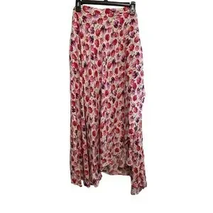 Zara Skirts Zara Pink Floral Wrap Ruffle Maxi Sarong Skirt